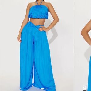 Fashion Nova Vibrant Blue Wide Leg Jumpsuit